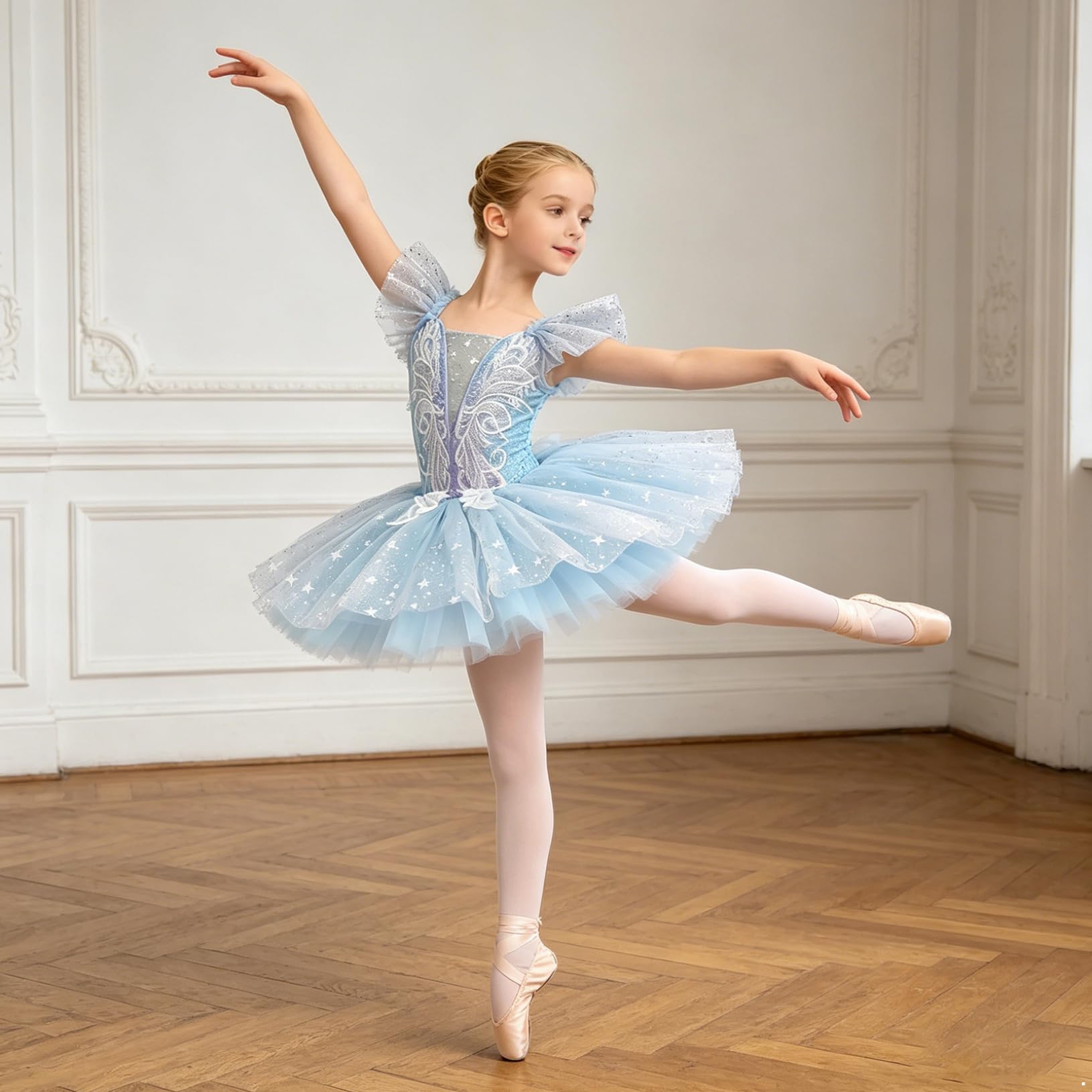 Freebily Tutu Danza Classica Bambina Vestito da Pattinaggio Artistico Vestito Ballo Balletto Scintillante Bambine Tutu Balletto in Tulle Danza Classica