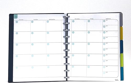 Vista 272 de Talia - Agenda personalizable con aros, (Fireworks Deep Lake, con discos Deep Lake, tamaño mediano (7.5 x 9.75 pulgadas).