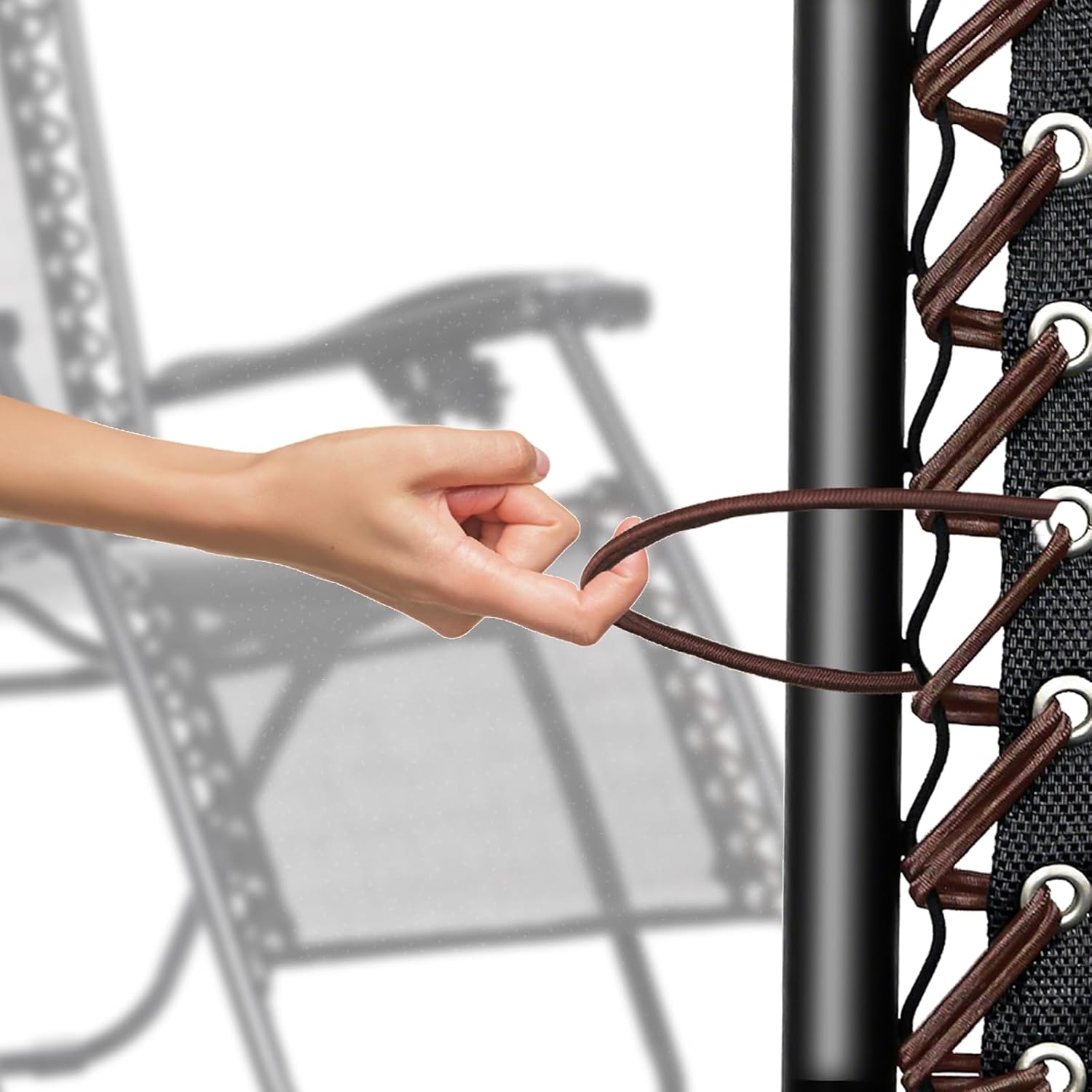 4 Pack Zero Gravity Chair Replacement Cord Lawn Chair Replacement Fabric Nylon Stretch Cord Universal Replacement Elastic Cords Repair Tool Kit for Recliners Garden Chairs Anti Gravity Chair(Brown)