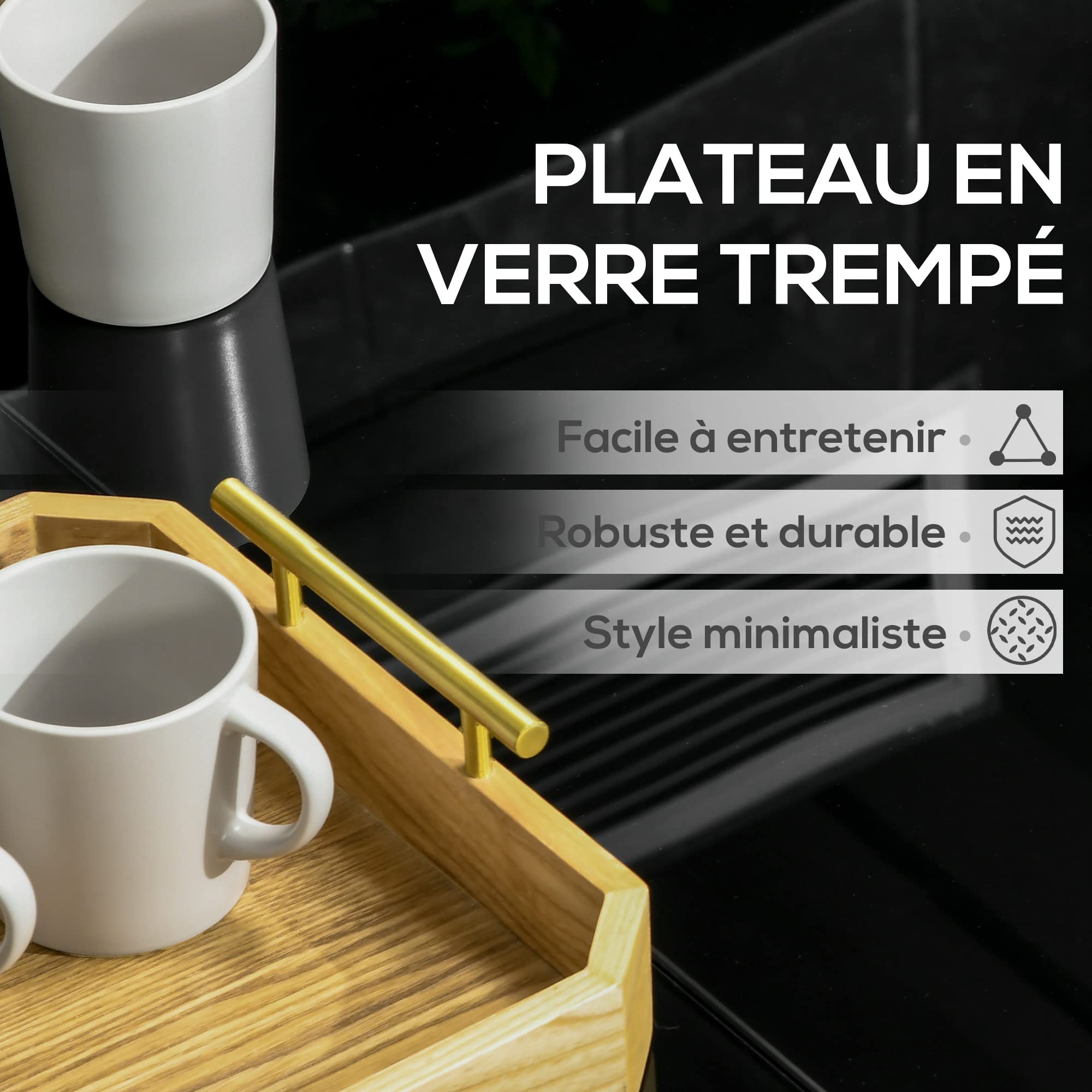 Outsunny Table de Jardin rectangulaire en Verre trempé Aluminium 180x80x72 cm Noir