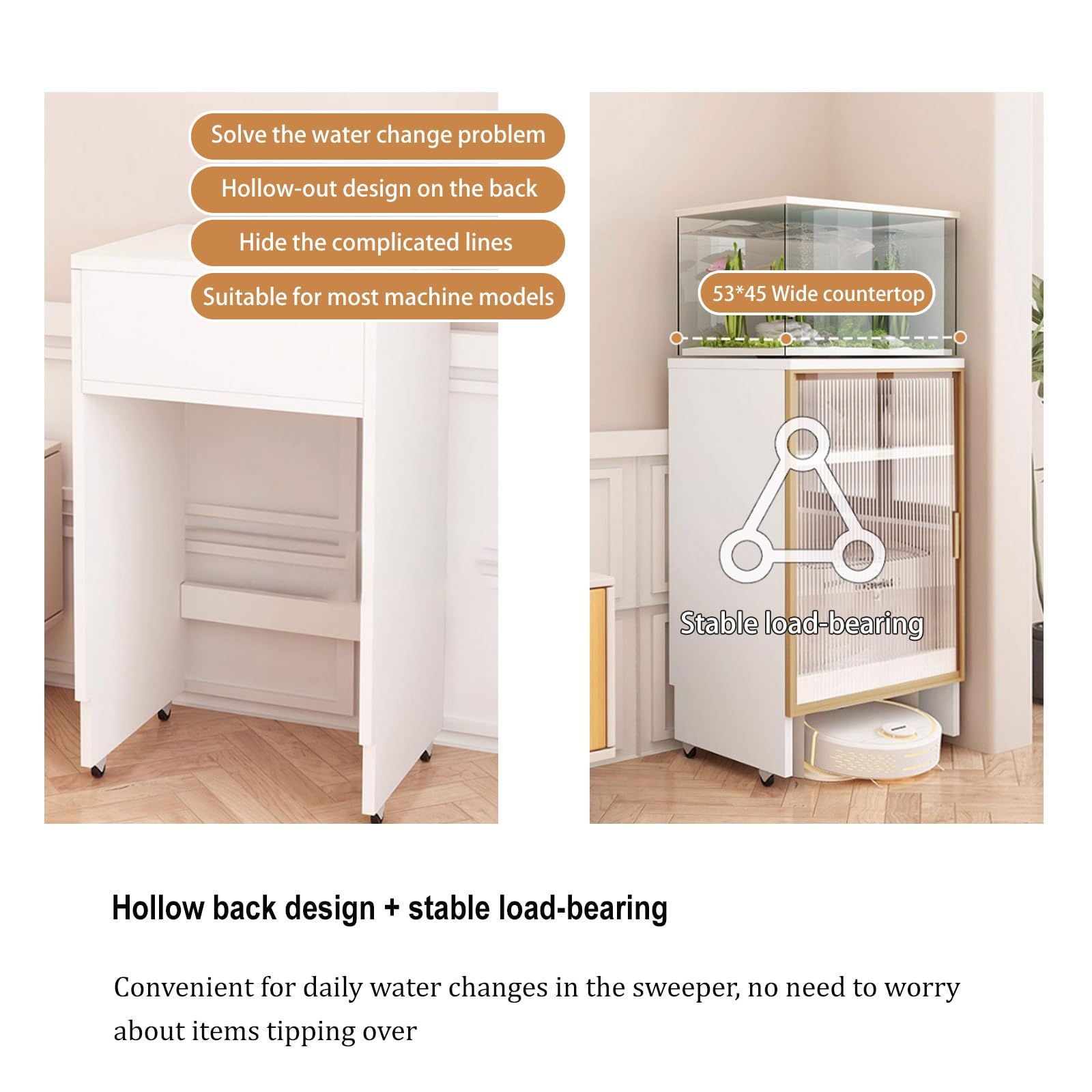 Versteckter Schrank Mit Roboterstaubsauger Und Türen Und Rädern, Beweglicher Küchenschrank Aus Holz, Für Wohnzimmer, Schlafzimmer, Küche (weiß)(White)
