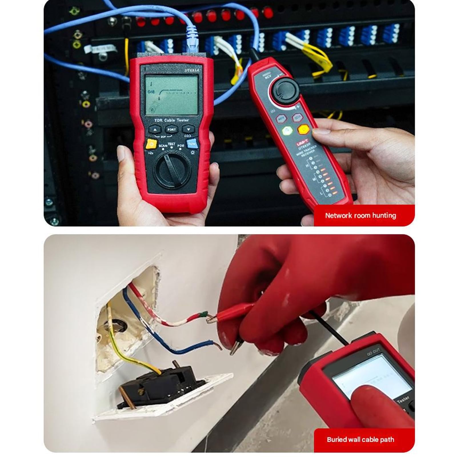 Easy Carry Leitungssucher und Kabeltester Set mit LCD Display Testtool für die Wartung von Internetverkabelungen und die Fehlerortung Koinzidenter Kabeltester
