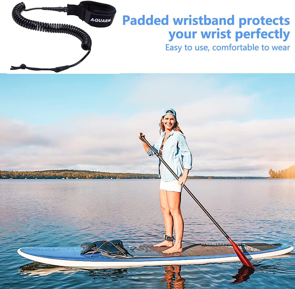 Paddle Board Leash 11ft Coiled for SUP & Surf | Lightweight & Durable, Quick-release Ankle Cuff, Tangle-free Design, Padded Ankle Strap, Fits Paddle Boards & Surfboards