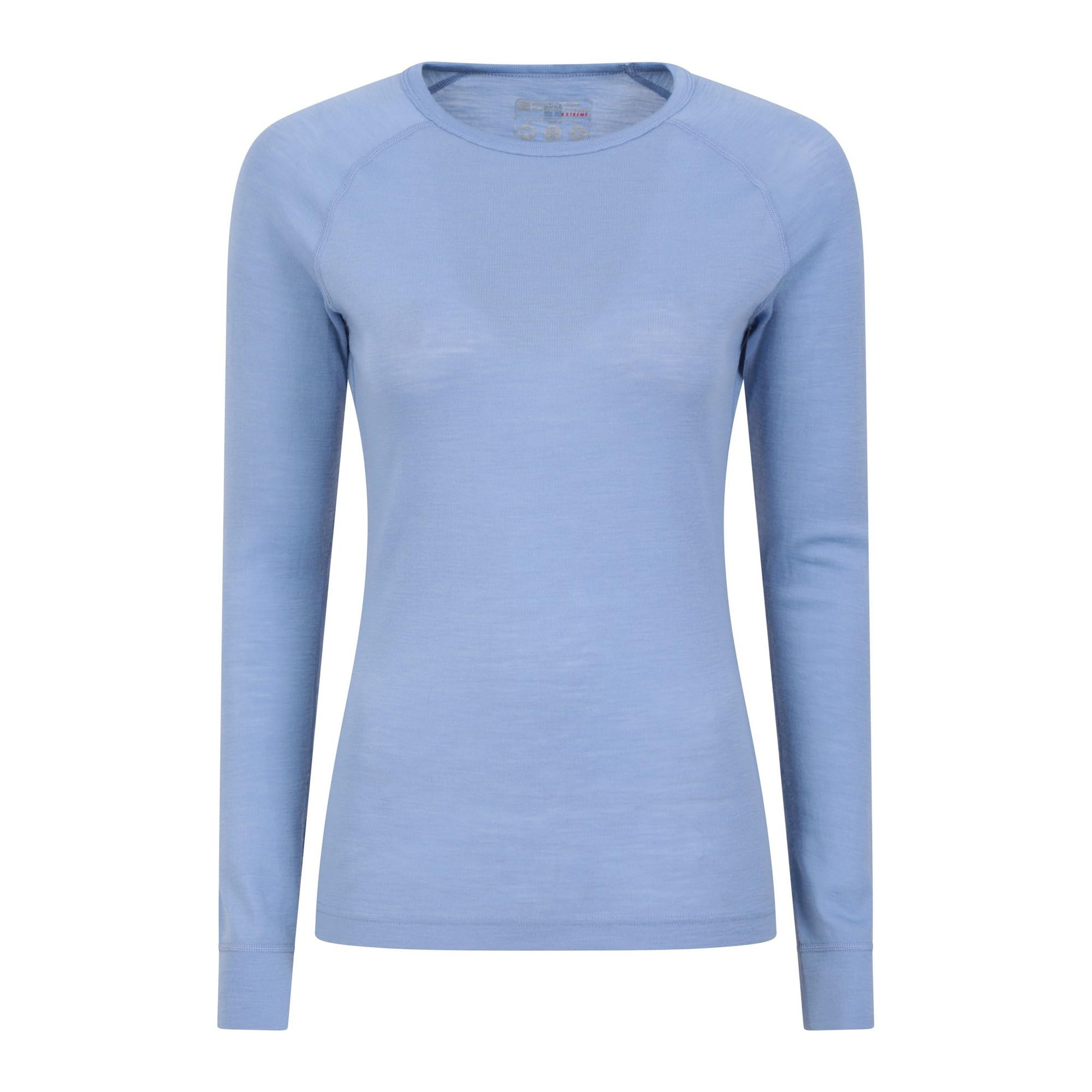 Mountain Warehouse Women's Blue Merino Thermal Baselayer Top - Lightweight, Antibacterial & Breathable T Shirt - For Travel, Hiking, Camping, Skiing, Snowboard Size 16