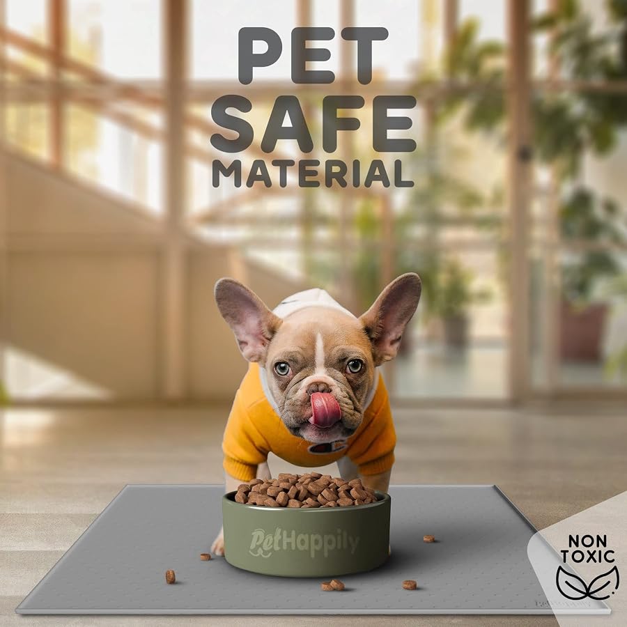 PetHappily Dog Food Mat - Raised Edges Dogs Mat for Food and Water Prevent Spill, Waterproof Cat Food Mats Protect Floors, Easy Clean Dog Bowl Mats for Food and Water, Silicone Pet Feeding Placemats - image 3