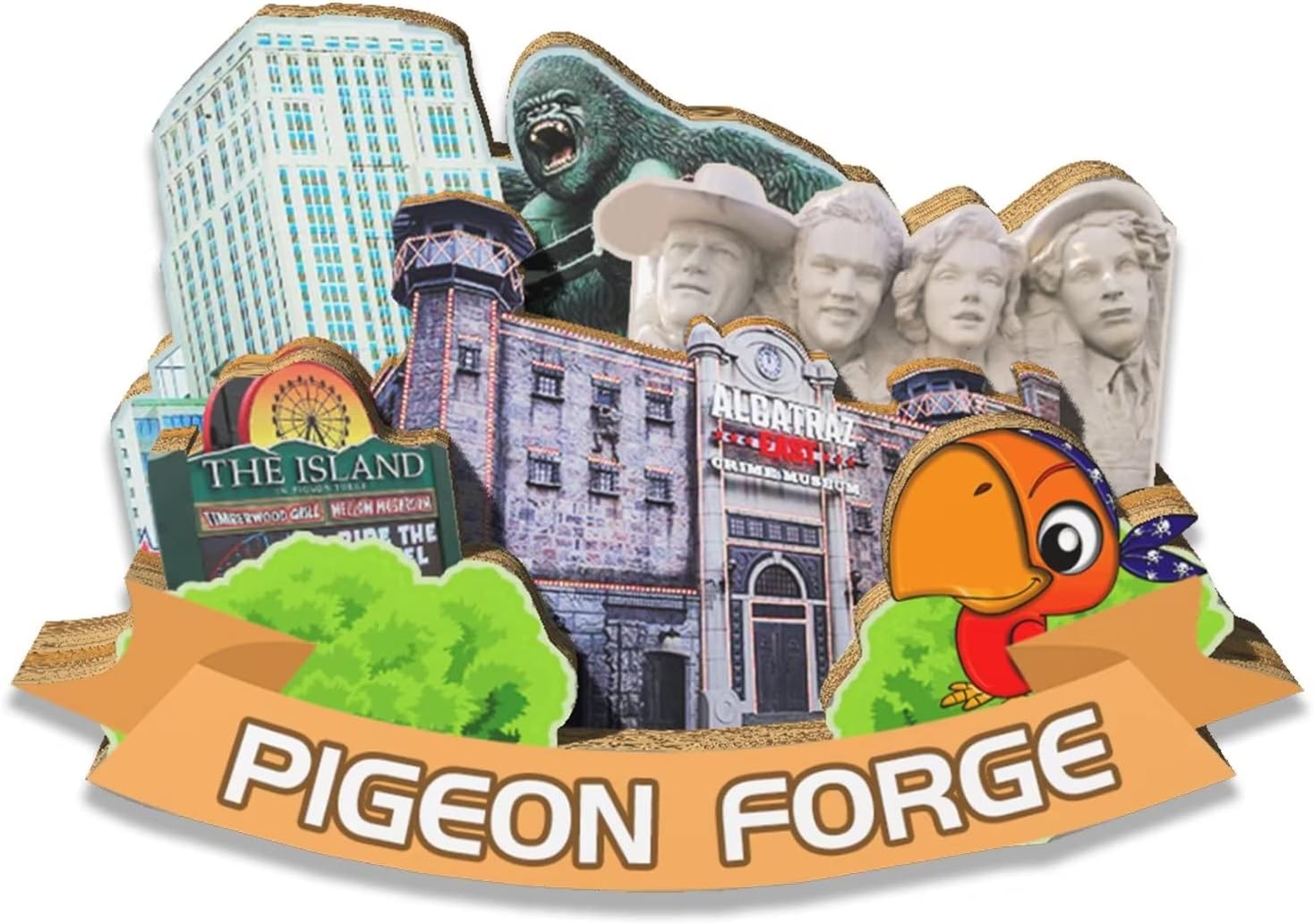 USA Pigeon Forge Magnet Fridge Magnet Wooden 3D Landmarks Travel Collectible Souvenirs Decoration Handmade2