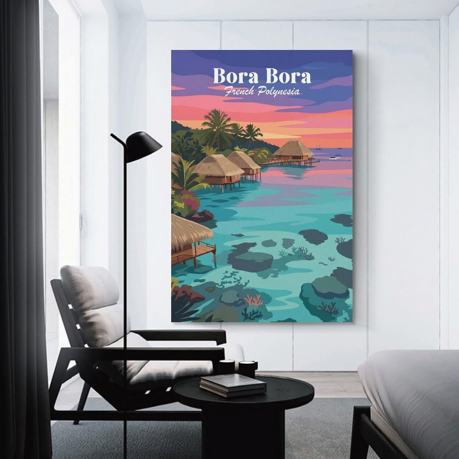Junmoney Unframe-Style-8-1 Room Decor Wall Art Bora Bora French Polynesia, 20X30inch(50X75cm), For Lounge Decor, Bedroom Walls Or Flats, Canvas Styling For A Polished Room Look