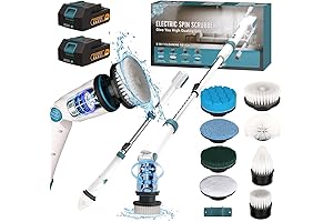 Electric Spin Scrubber: Cordless Cleaning Perfection with 2 Battery&Charger, 8 Brush Heads