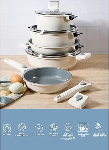 Miniatura 4 de Sur La Table Kitchen Essentials - Juego de utensilios de cocina de 13 piezas con mango desmontable, sin PFA, cerámica de alta calidad,