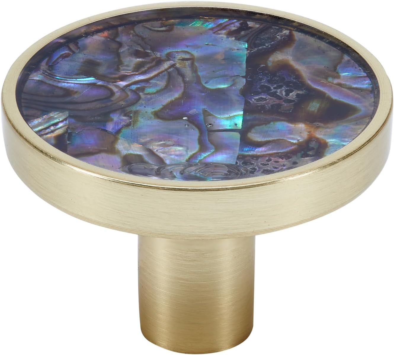 Pearl Shell Cabinet Knobs, Abalone Shell Decorative Drawer Pulls, Brushed Gold Zinc Alloy Furniture Hardware Handles with Screws for Kitchen Wardrobe Dresser Vanity (Style 3, 3)