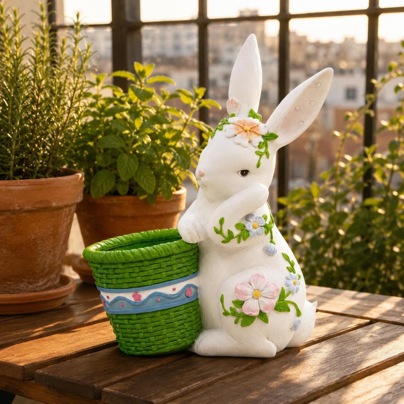 ★華の歌★　さま専用　掛けプランターM たまごを抱いたうさぎさんと♡フラワー Amazon.co.jp: Qialexicon 1点 Decorative Planter 鉢 オブジェ うさぎ