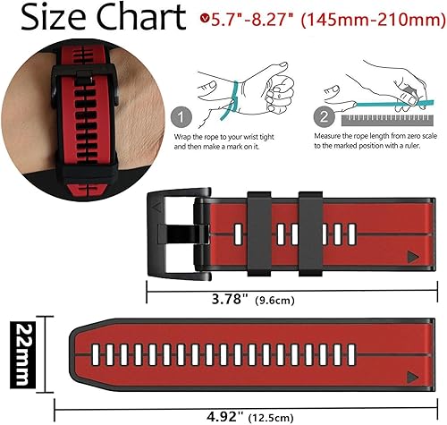 Miniatura 4 de Abanen Correa de reloj de silicona de ajuste rápido de 0.866 in para Garmin Insintct 2  Forerunner 955  Fenix 7  Epix 2  Fenix 6  Fenix 5, correa