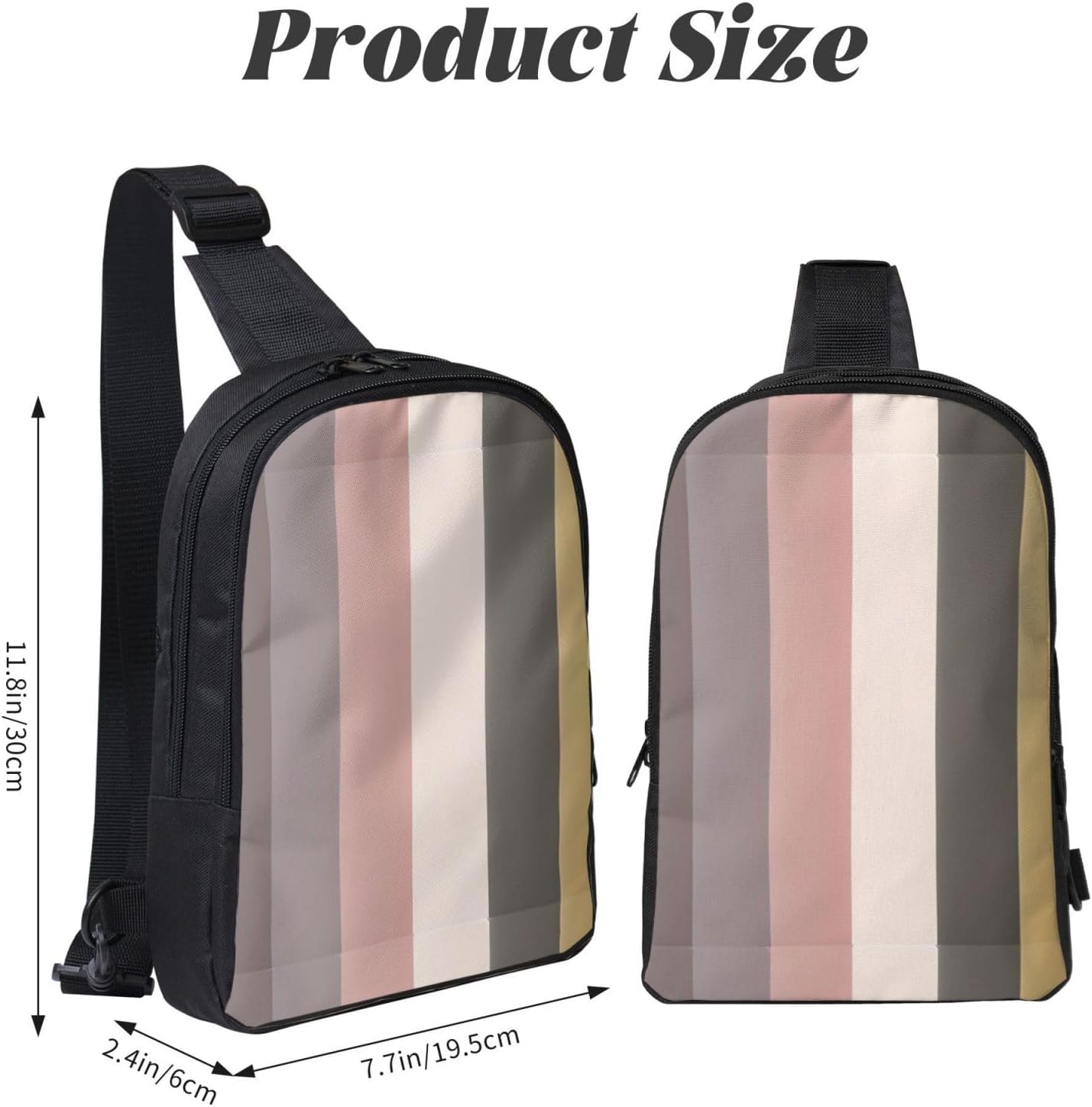 A Warm And Rustic Colour Scheme Adjustable Strap Large Capacity Double Layer Crossbody Chest Bag 7.7x2.4x11.8in For Camping Travel Daily Leisure Activities, Black