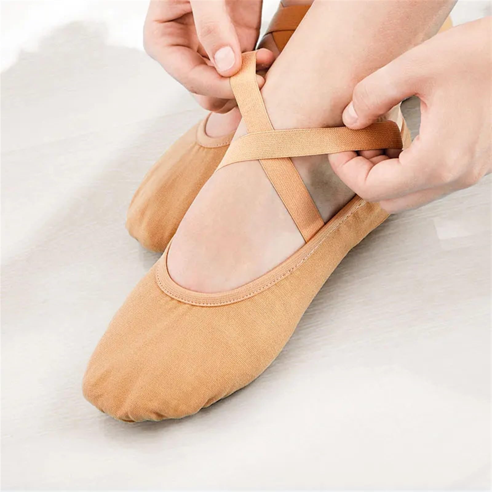 Ballettpantoffeln Ballettschuhe for Mädchen und Frauen, Gymnastikschuhe, Geteilte Sohle, Ballettschuhe, Canvas-Ballerinas, Kinder, Übungstanzschuhe(White,44)