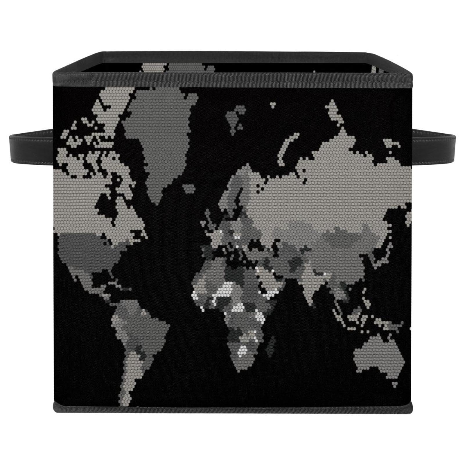Boîte de rangement pliable en tissu cube gris avec poignées pour vêtements et jouets