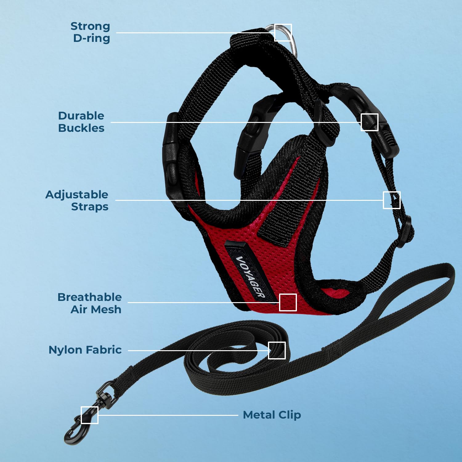 Voyager Step-in Lock Cat Harness and Reflective Cat Leash with Neoprene Handle by Best Pet Supplies, Supports Small - Image 3