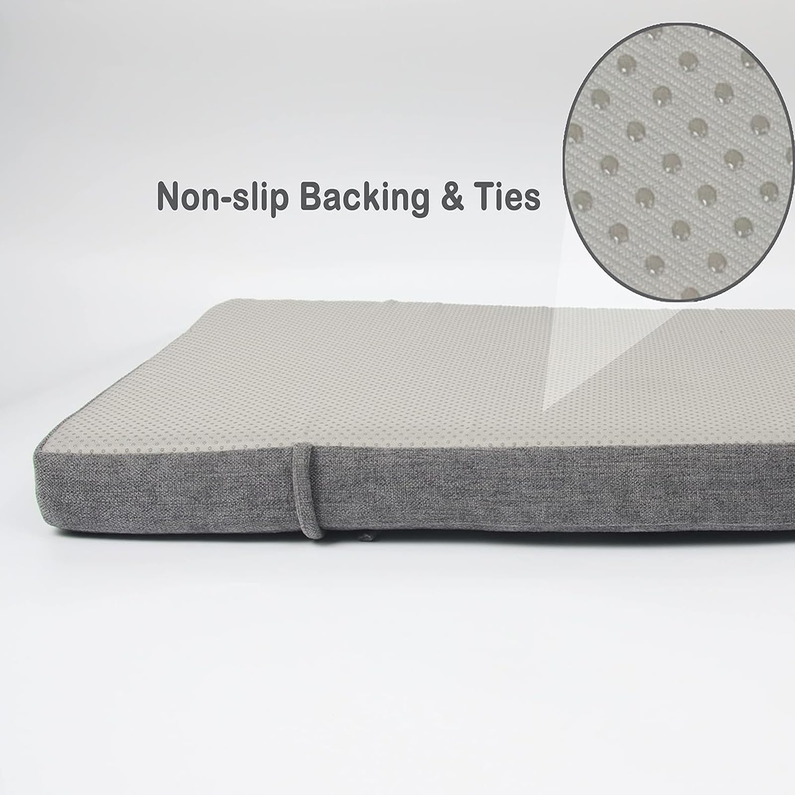 Cojín de asiento extraíble de lino, lavable, suave, grueso, con partículas de silicona antideslizante, para interiores y exteriores (gris oscuro, 70 x 50 x 8 cm)