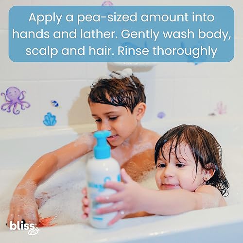 Miniatura 5 de Bliss Champú para bebés y gel de baño, 2 en 1 de primera calidad para bebés, niños pequeños y niños, sin perfume e hipoalergénico - Jabón suave para