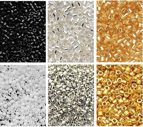 Miniatura 2 de Juego de 6 colores – 2.12 oz – Miyuki Delica cuentas de vidrio tamaño 11/0 – Colección de colores esenciales, DB010, DB035, DB041, DB042, DB200,