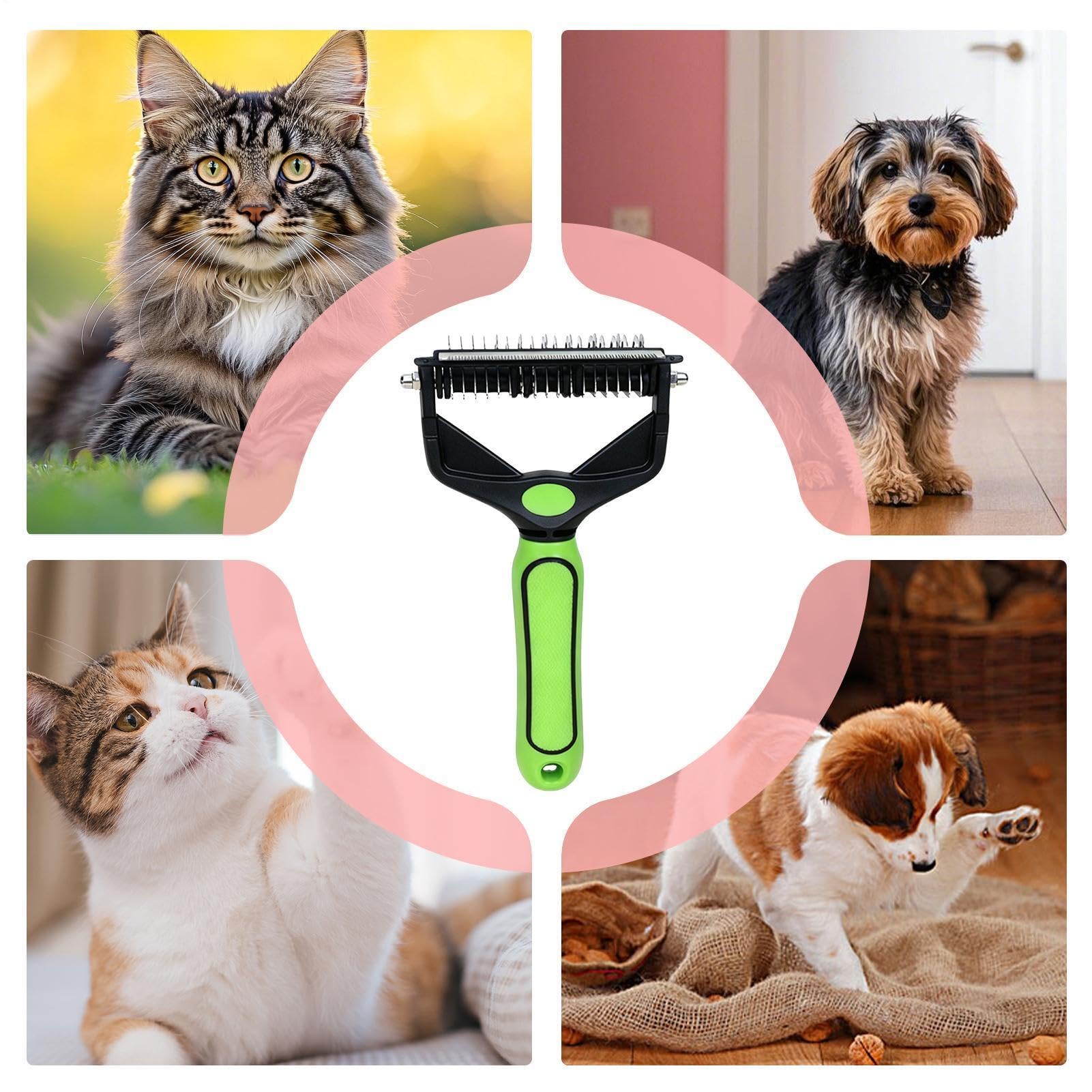 Spazzola Anti-Perdita Pelo Cane Pettine Metallico Sicuro a Doppia Faccia