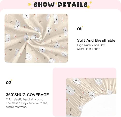 Miniatura 4 de Cute White Bear Crib Sheets - Stretchy Fitted Crib Sheets for Boys Girls, Unisex Cozy Baby Crib Sheet 27 x 39 x 5 Inches