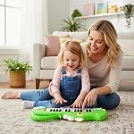 Costzon 25-Key Kids Piano Keyboard, Dinosaur Shape Toy Digital Piano with Built-in Music & Light, Portable Musical Instrument, Musical Learning Toy for 3+ Years Old Boys and Girls (Green)