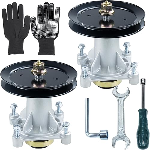 Paquete de 2 husillos preengrasados 587819701 con polea 195945 que sustituyen a Husqvarna 532187292 532187281 532125907 532192870 532192872 58725333