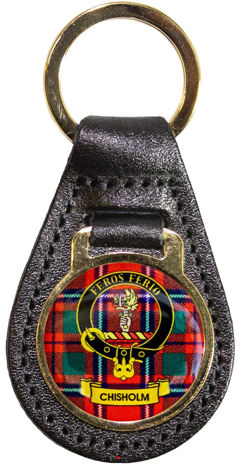 I LUV LTD Leather Key Fob Scottish Clan Crest Chisholm Scottish Made