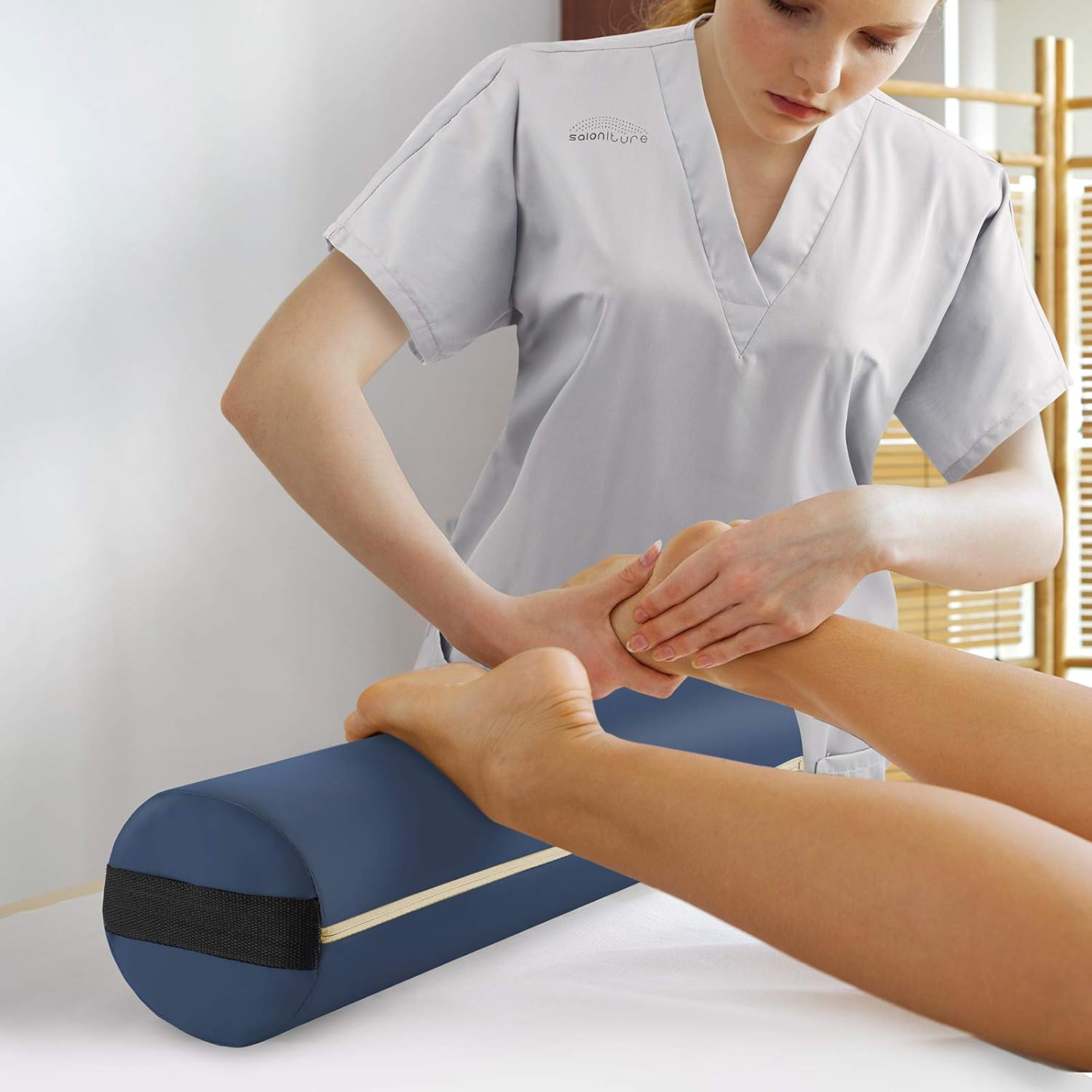 Saloniture Full Round Massage Table Bolster Pillow Pad - 26 x 6 Inch - Blue : Beauty & Personal Care