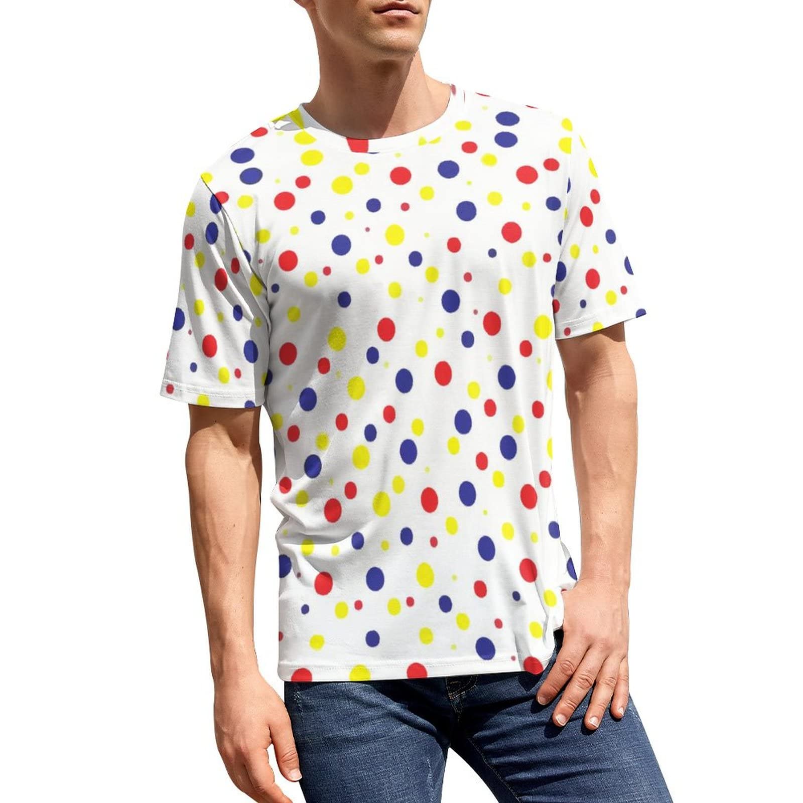 Amazon.co.jp: Tシャツ メンズ カラフル ドット 水玉 半袖 ティー 