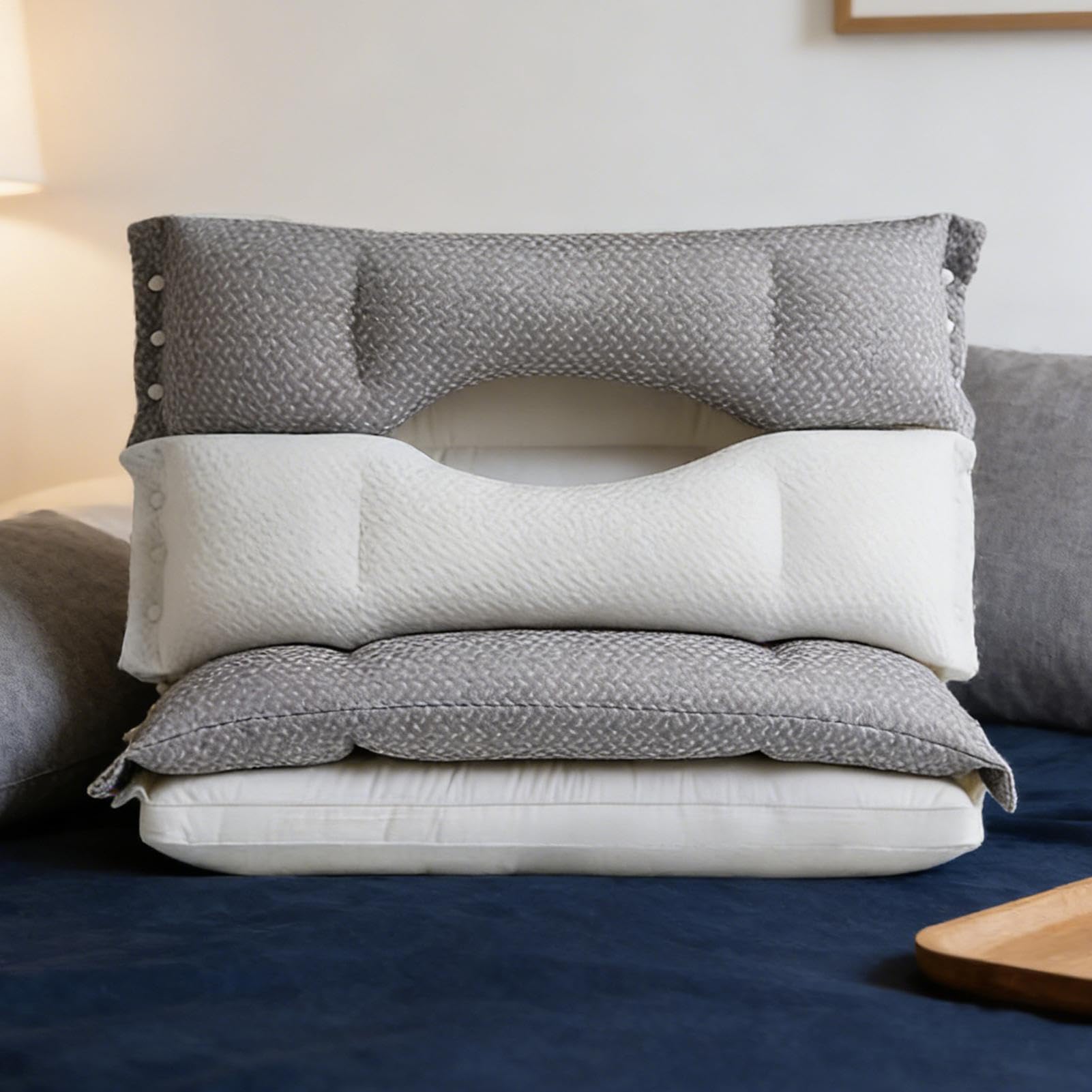 Almohada De Cama Soporte Ergonómico de Cuello | Almohada para Dormir de Lado y de Espalda Para Mujeres Y Hombres Adolescentes Mayores Y Adultos Hotel Viaje Sofá Dormitorio