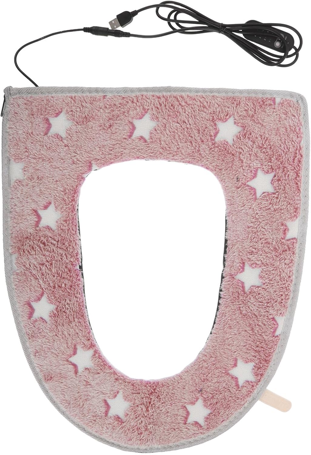 Usb Heating Toilet Seat Cover - Soft Cushioned Toilet Seat Cushion Washable & Removable - Electric Heated Warmer Pad Cover With Luminous Star 16.90X14.34" Pink