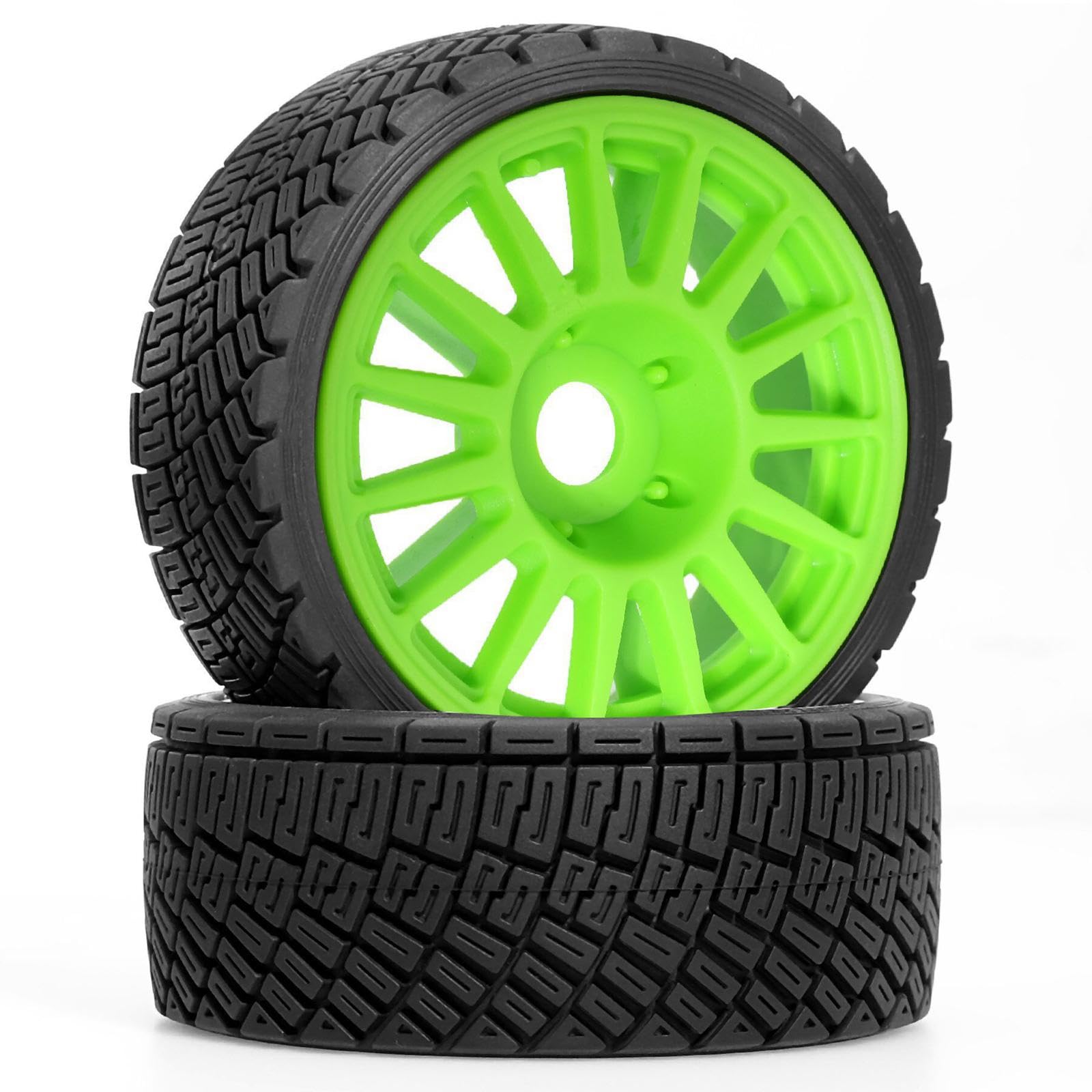 4 Pezzi Pneumatici per Auto RC Gomme per Auto Radiocomandata Ricambi per Rally Ruote di Aggiornamento Realizzati in PP per Lunga Durata Adatto per, Esagono Verde