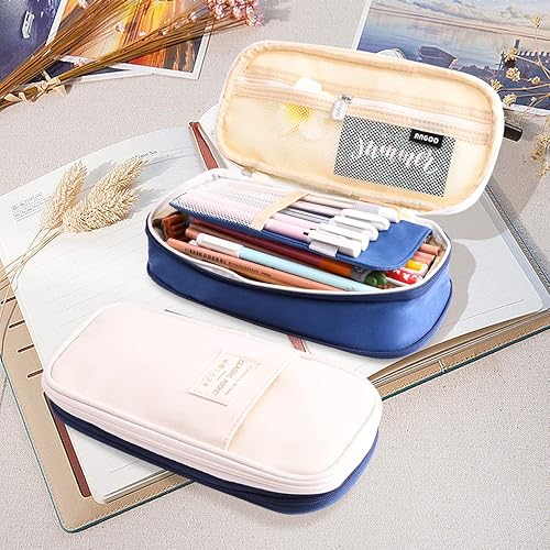 Miniatura 8 de Oyachic Estuche para lápices de gran capacidad, bolsa telescópica, bolsa de bolígrafo con cremallera, caja de bolsa de maquillaje para organización,