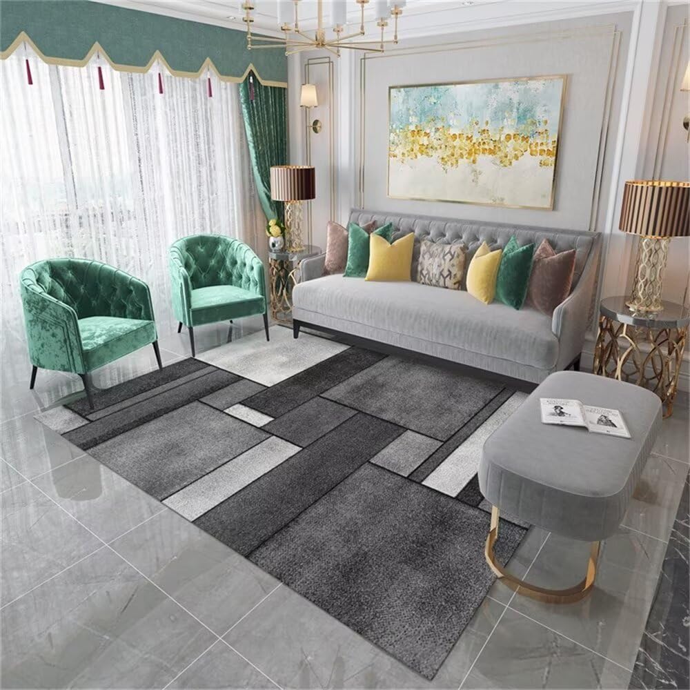 Tapis de sol enfant et chambre fille géométrique gris anti-glisse 70x140 CM