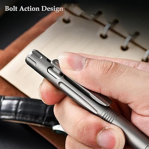 Miniatura 7 de Titanio EDC Bolt Action Pen Bolígrafo táctico bolígrafo de escritura con clip de bolsillo recargable tamaño compacto