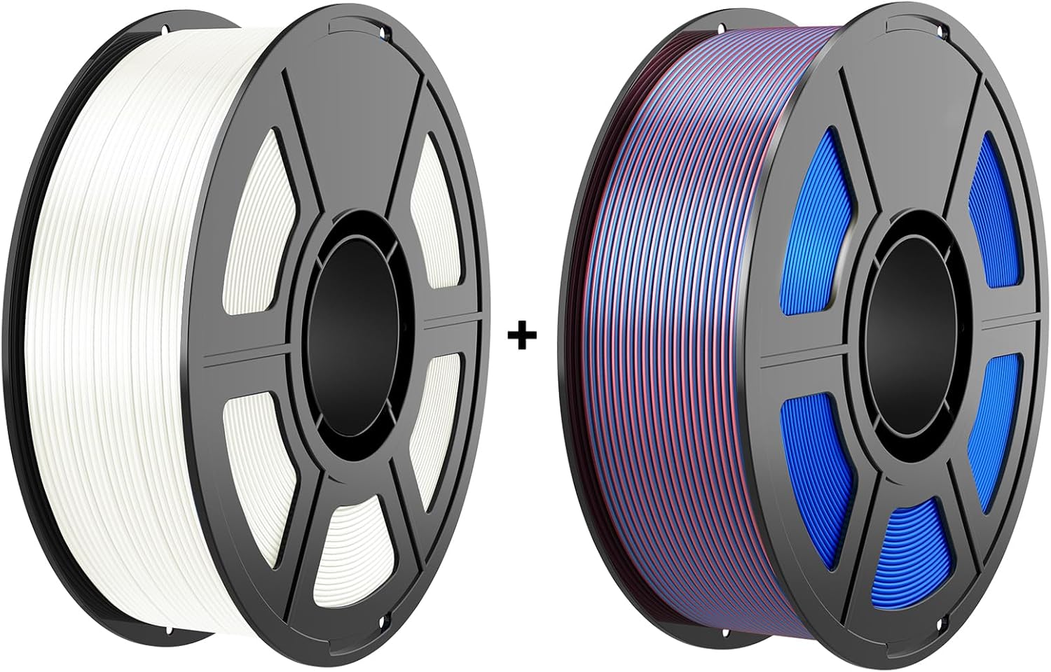 White Silk PLA Filament with Blue Rose Red Silk PLA Filament