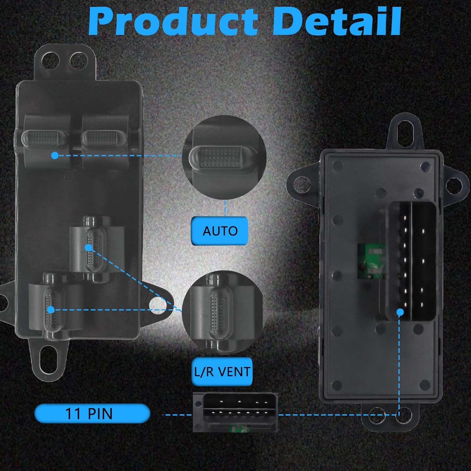 Front Left Driver Side Master Control Button Power Door Window Switch Compatible with Chrysler 04-07 Town & Country - for 04-07 Caravan Grand Caravan Replaces 4685732AC (2004 2005 2006 2007)