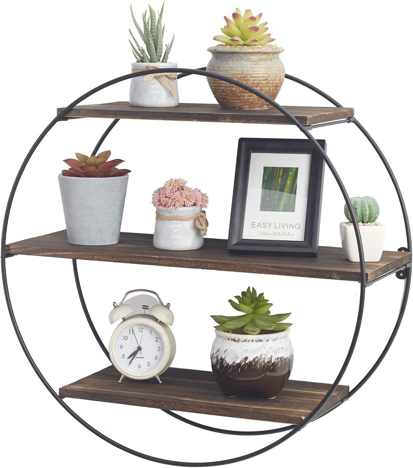 unho Circle Wall Shelf, Floating Shelves Wall Mounted Round Shelf Wood