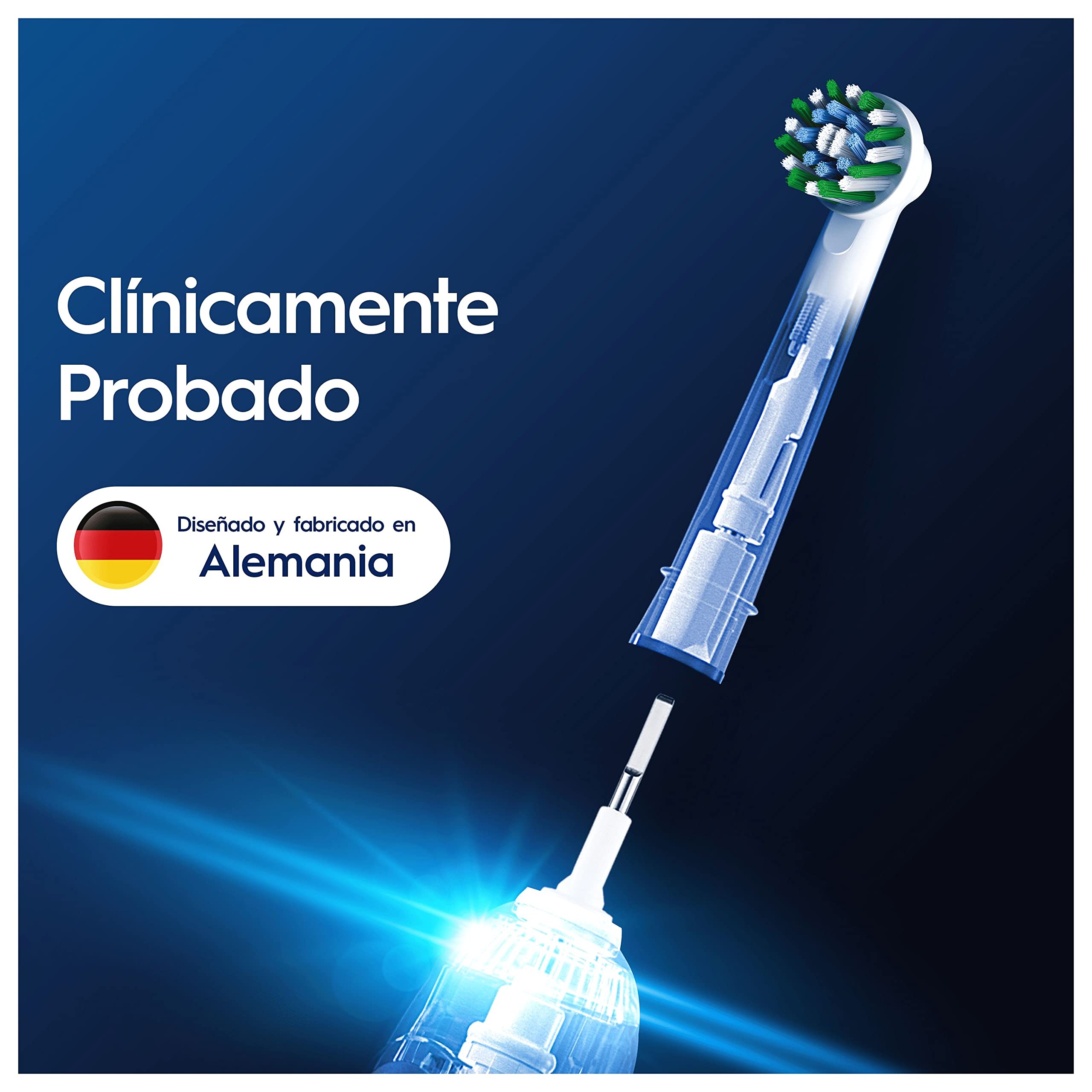 Oral-B CrossAction Cabezales de Recambio Originales, Blancos, Pack de 10 - Recambios para Cepillo Eléctrico Oral B Pro, con Indicador de Uso Y Filamentos en Forma de X para Una Limpieza Profunda
