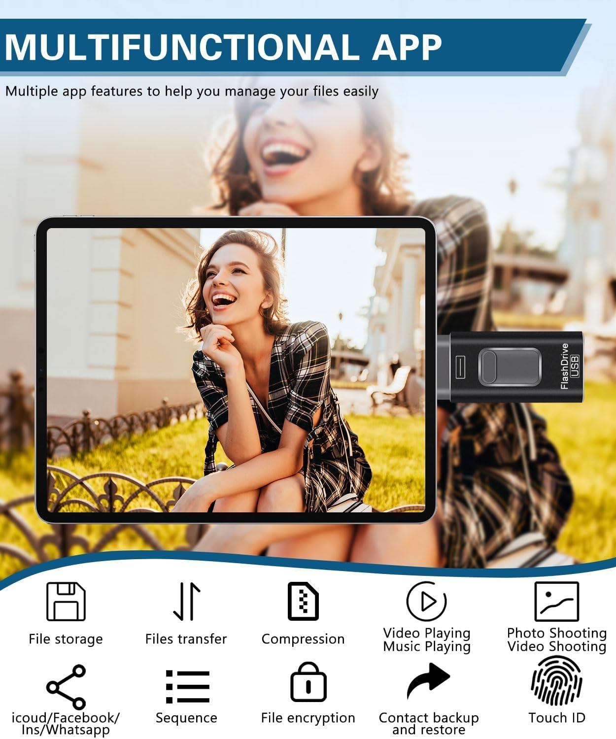 USB Stick 128GB,Flash Drive for iPhone 6/7/8/11/12/13/14/X/XR - 4 in 1 Photo Memory Stick External Storage Pen Drive Compatible for Android/IOS/Tablet/PC and Devices — view 6