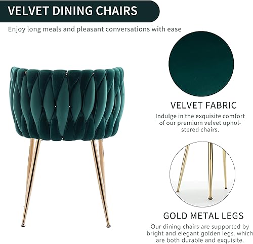 Miniatura 42 de Juego de 2 sillas de comedor de terciopelo, sillas tapizadas tejidas para sala de estar, sillas modernas de cocina y comedor, sillas decorativas de