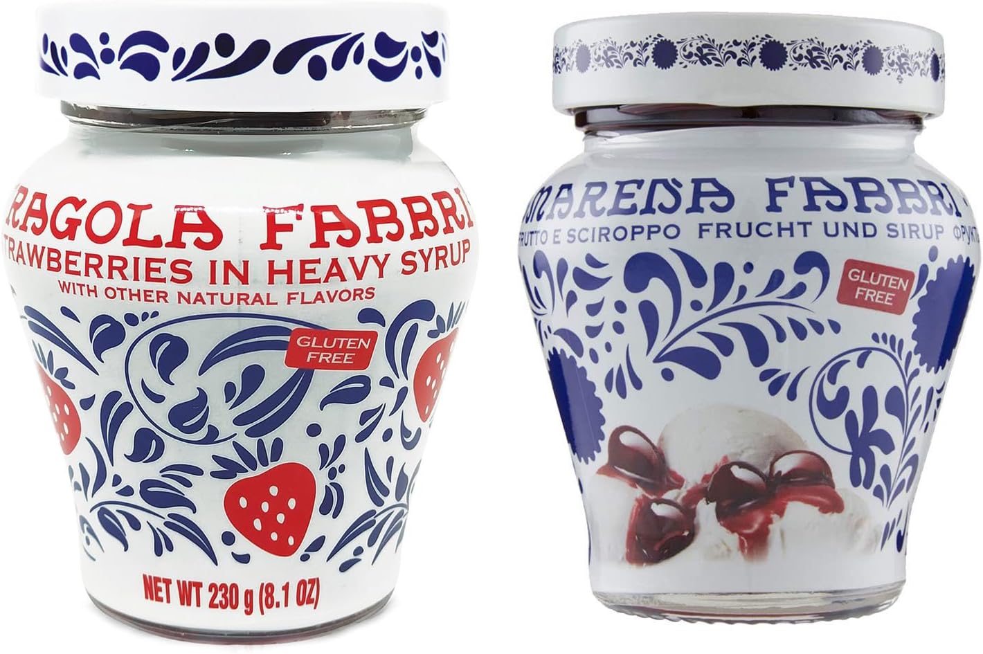 Amarena Fabbri Wild Cherries & Fabbri Strawberries Combo, 8oz each