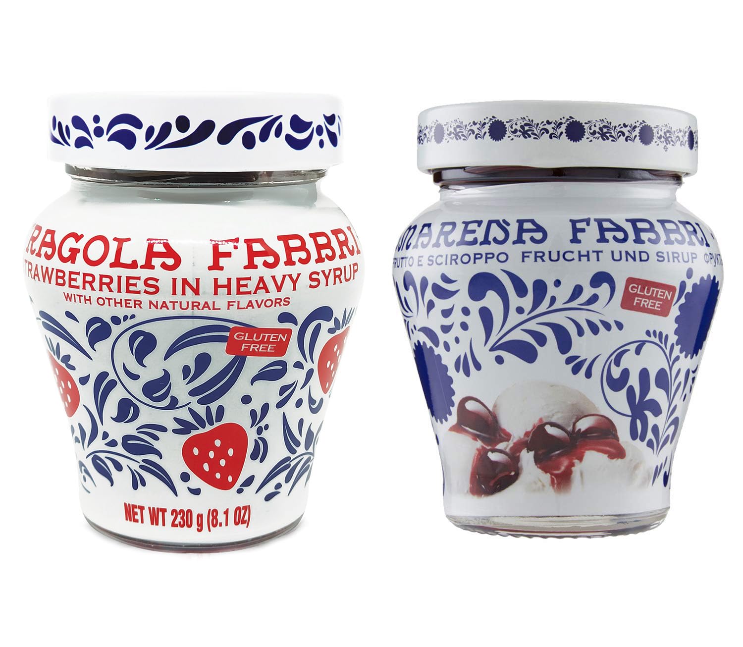 Amarena Fabbri Wild Cherries & Fabbri Strawberries Combo, 8oz each