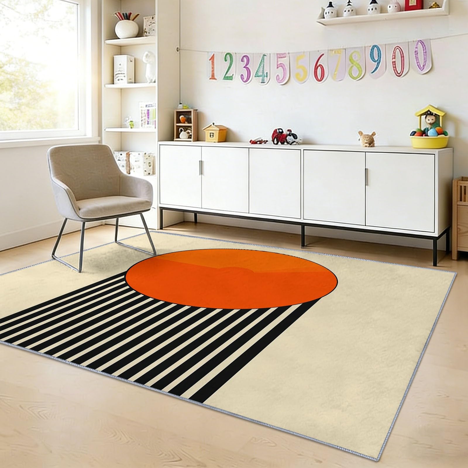 Ultramiękki flanelowy dywan 180 x 240 cm czeskie linie słońca nowoczesny antypoślizgowy i zmywalny dywan do salonu i sypialni - projekt 3D, krótkie włosie i łatwy do czyszczenia, żółty