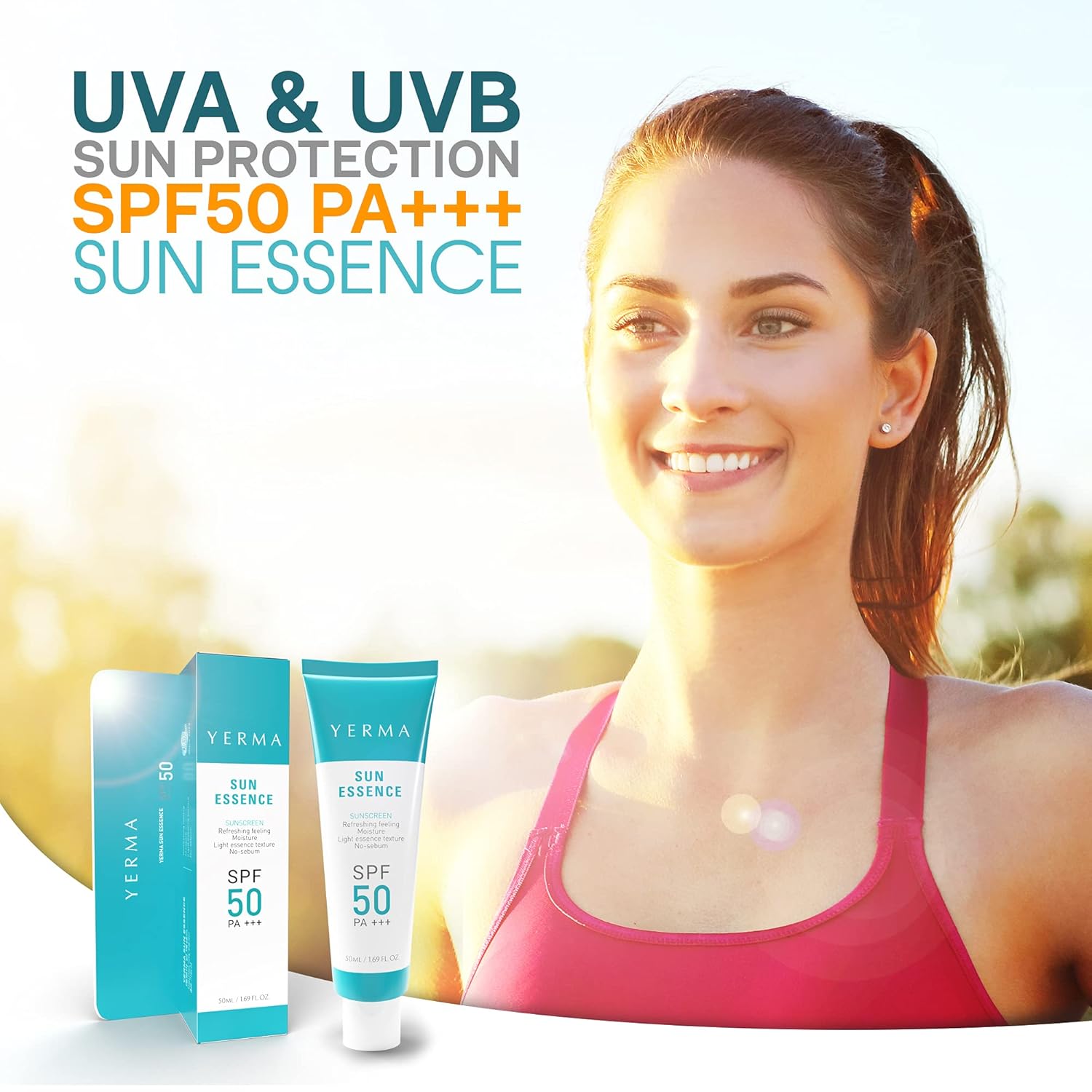 YERMA Face Sunscreen Essence SPF50+/PA+++ 1.7oz - Refreshing and Hydrating, Moisturizer for All Skin Types, No Sebum No Sticky, Great Makeup Primer-Light Essence Sun Cream that is good for daily care : Beauty & Personal Care