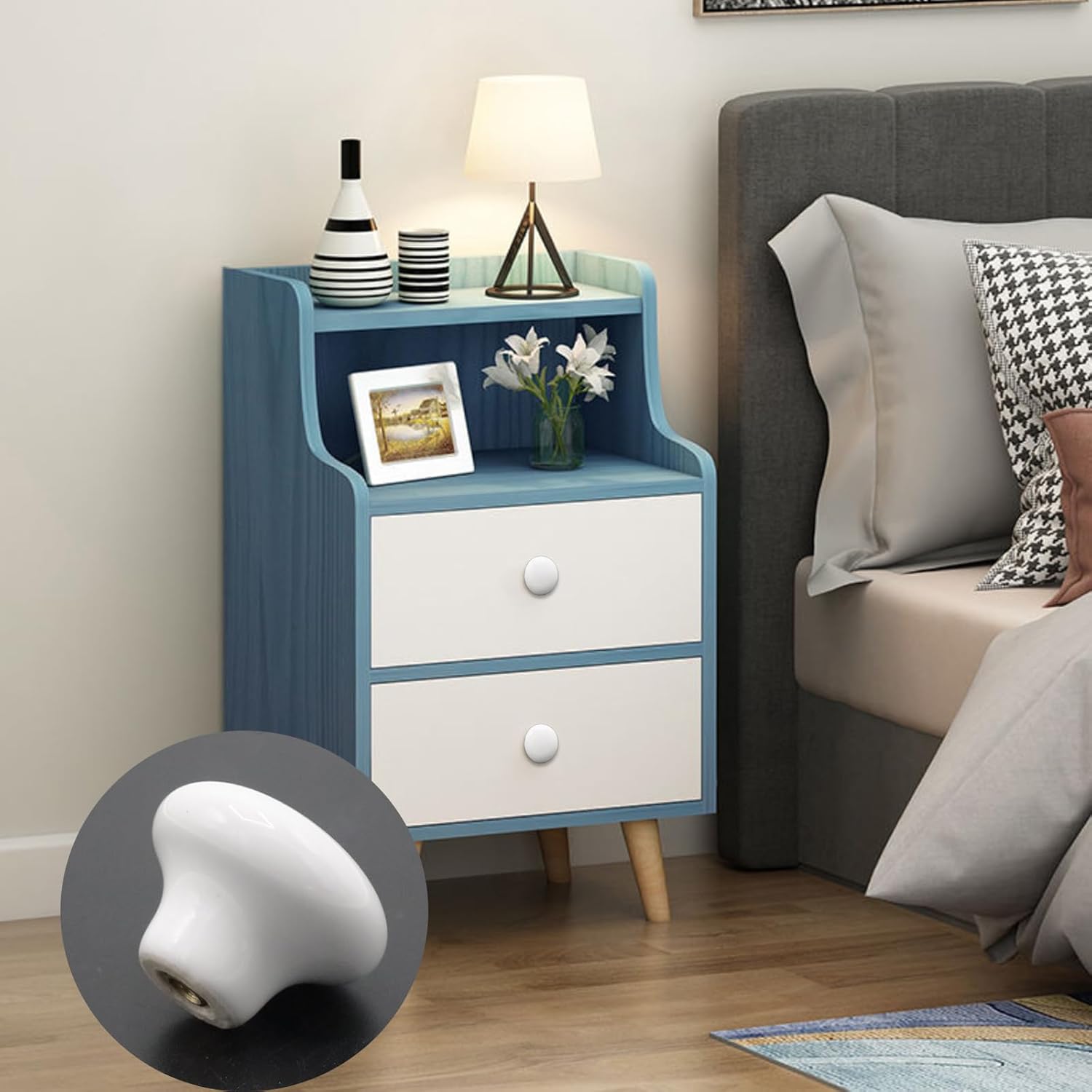 10Pack Ceramic Cabinet Knobs, 1.26Inch/32mm White Round Drawer Dresser Knob Pulls Handle with Screws, for Kitchen Cupboards, Wardrobes, Children's Rooms, Bedroom Furniture & Office Desks