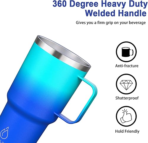 Miniatura 2 de Yoelike - Vaso de acero inoxidable, de 30 onzas, de doble pared con aislamiento al vacío, con tapa a prueba de salpicaduras, diseño de 25 patrones