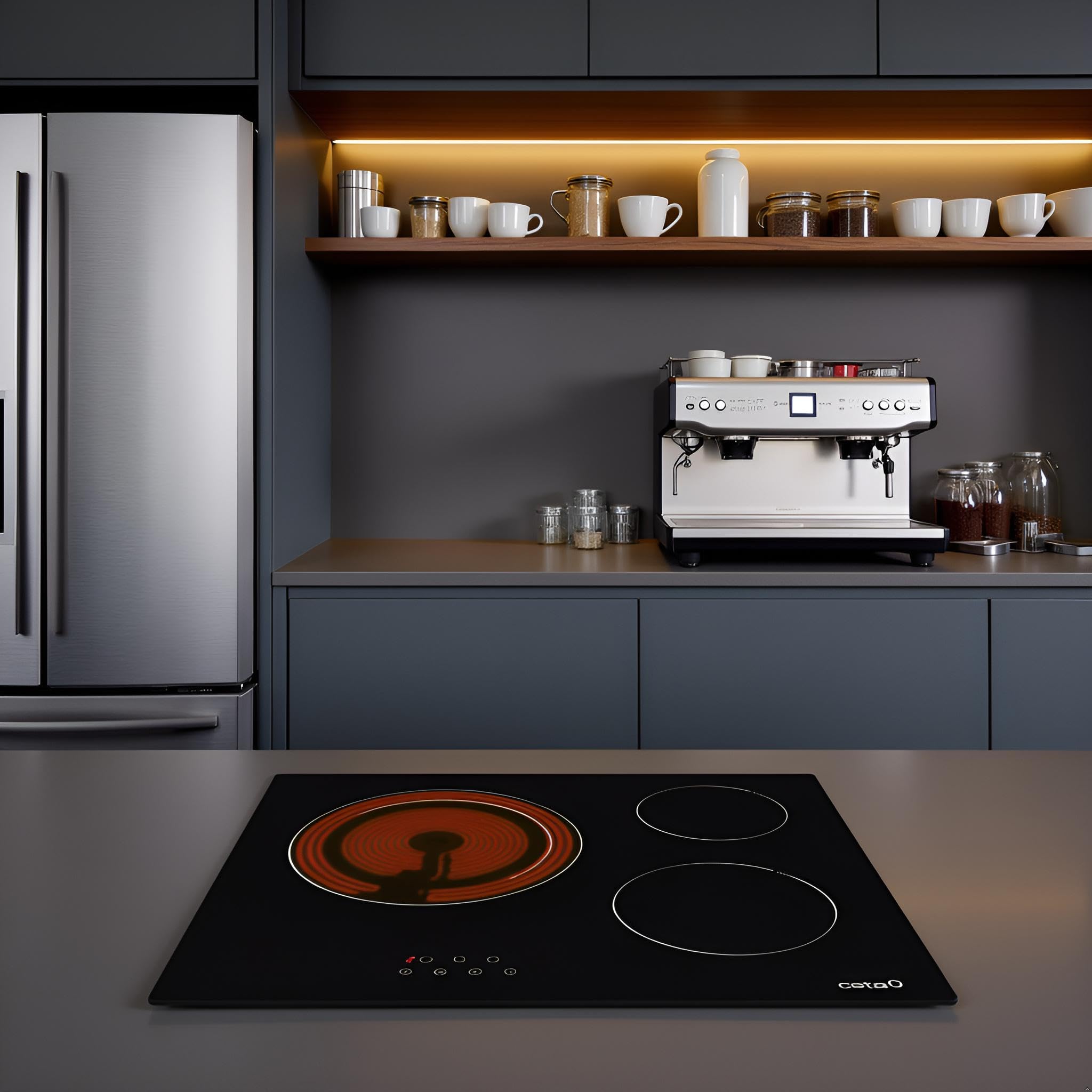Cata TD 6003 BK model TDN 603 | ceramika szklana, 3 ogniska, 9 stopni szerokości 59 cm | płyta o mocy 5,4 kW, 1800 W, ceramika