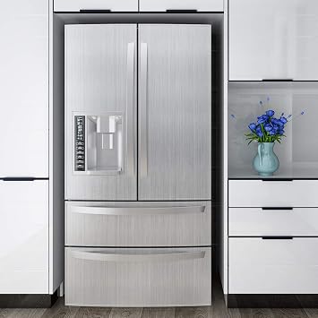 LaCheery 160x36 Inch Brushed Stainless Steel Contact Paper for Kitchen Appliances Refrigerator Heat Resistant Contact Paper Peel and Stick Backsplash Fridge Cover Silver Metallic Self Adhesive Sheet